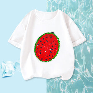 2022 neues Wassermelonen-T-Shirt mit wechselnden Pailletten