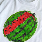 2022 neues Wassermelonen-T-Shirt mit wechselnden Pailletten