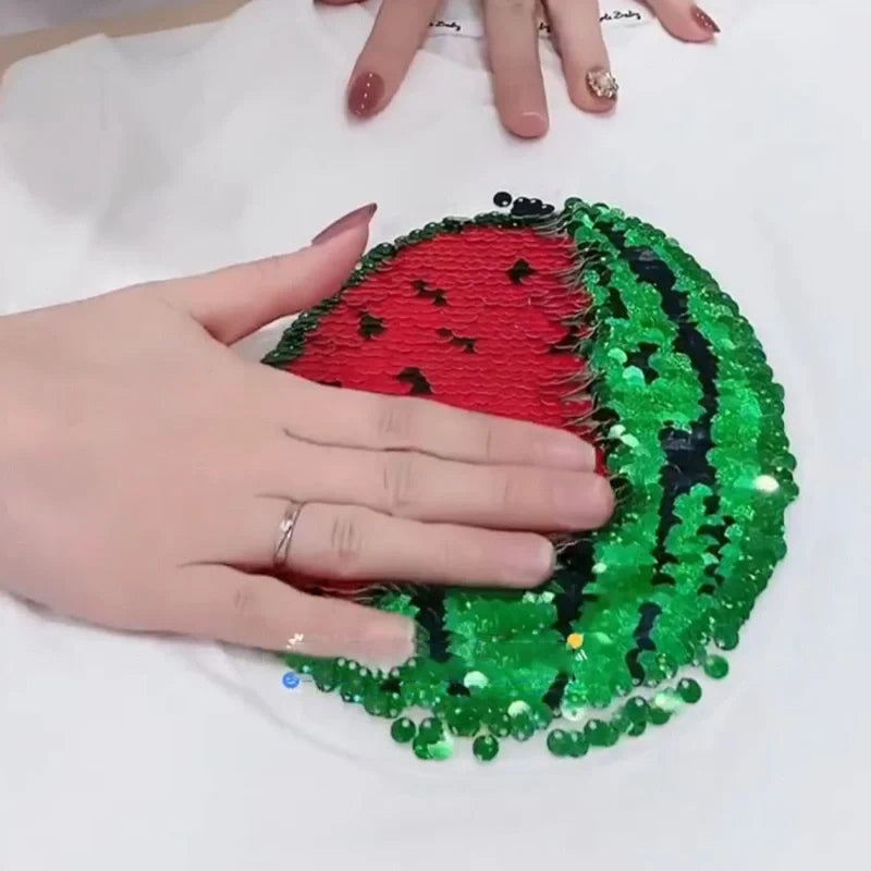 2022 neues Wassermelonen-T-Shirt mit wechselnden Pailletten