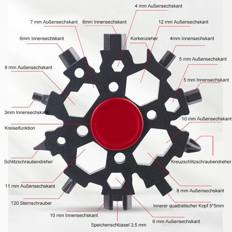 Schneeflocke Multifunktions Zappelspinner Schraubenschlüssel Werkzeug