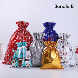 Weihnachtsgeschenktüten mit Kordelzug