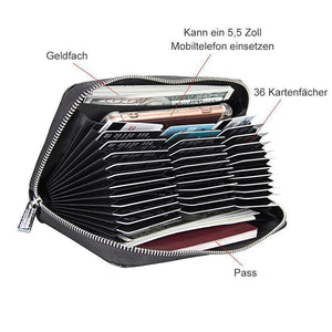 36 Kartenfächer Kreditkartenetui Lange Brieftasche