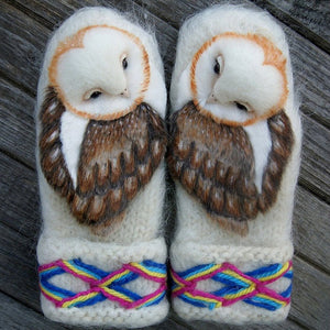 Wollhandschuhe mit Eule