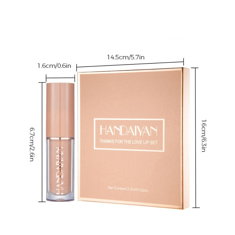 12-farbiges Flüssiges Lippenstift-Set