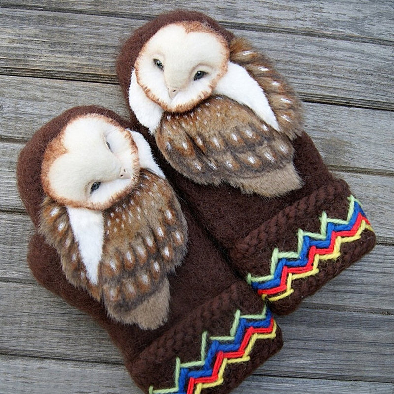 Wollhandschuhe mit Eule