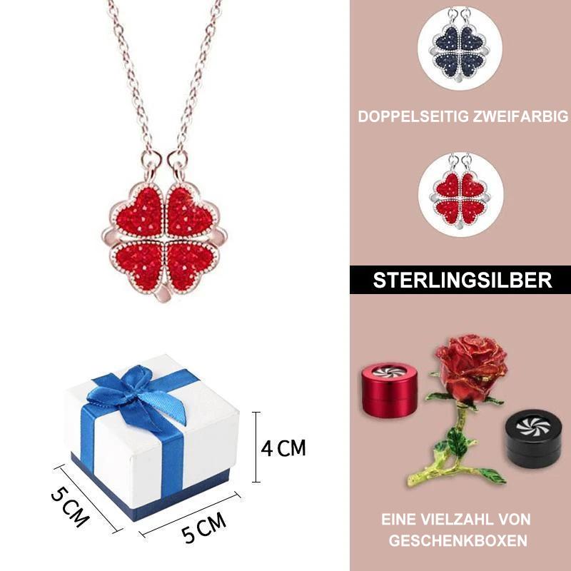 Herzförmige Kristallanhängerkette mit vierblättrigem Kleeblatt