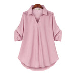 Damen V-Ausschnitt Loses Langarmshirt